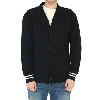Striped-cuff Cotton Cardigan