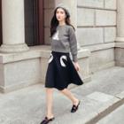 Set: Swan Embroidered Pullover + A-line Skirt