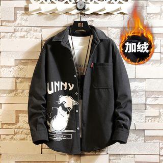 Cat Printed Fleece Lined Shirt