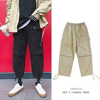 Cropped Drawstring Straight-leg Pants
