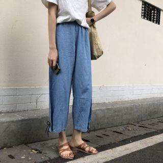 Cropped Adjustable Cuff Jeans
