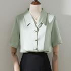 Short-sleeve V-neck Plain Shirt