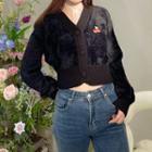 Chenille V-neck Long-sleeve Sweater