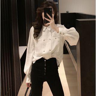 Detachable Long-sleeve Shirt White - One Size
