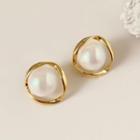 Twisted Alloy Faux Pearl Earring 1 Pair - Gold - One Size