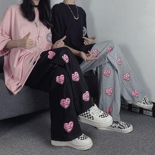 Couple Matching Heart Print Straight Leg Pants