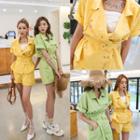 Set: Snap-button Jacket + Paperbag-waist Shorts
