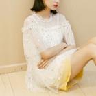 Short-sleeve Floral Sheer Top