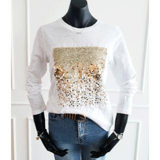 Spangle Panel Long-sleeve T-shirt