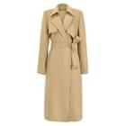 Belted Long Open-front Trench Coat