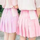Linen Blend Mini Pleat Skirt