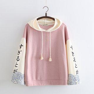 Color Block Japanese Character Hoodie