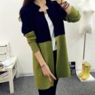 Colored Panel Buttoned Knit Jacket