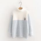 Rabbit Embroidered Mock-neck Sweater