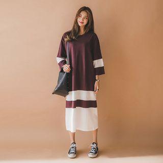 Color-block Long Pullover Dress