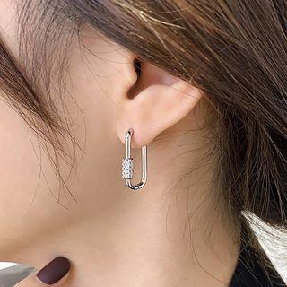 Rhinestone Rectangle Hoop Earring