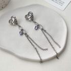 Heart Alloy Fringed Earring 1 Pair - Silver Stud - Silver - One Size