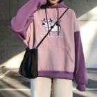 Cow Embroidered Color Block Hoodie