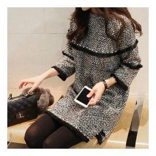 3/4-sleeve Tweed Shift Dress