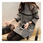 3/4-sleeve Tweed Shift Dress