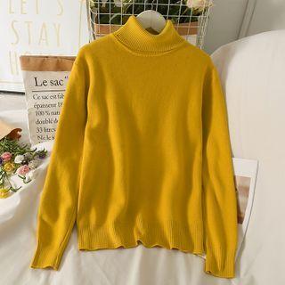 Fleece-lined Turtleneck Long Sweater