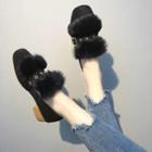 Faux Fur Trim Chunky-heel Loafers