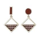 Non-matching Houndstooth Square Dangle Earring 1 Pair - S925 Silver - One Size
