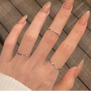 Set Of 5: Polished Alloy Ring