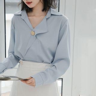 Chiffon V-neck Long-sleeve Blouse