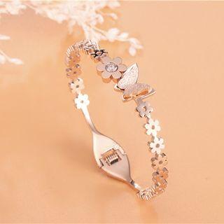 Flower Butterfly-accent Bangle