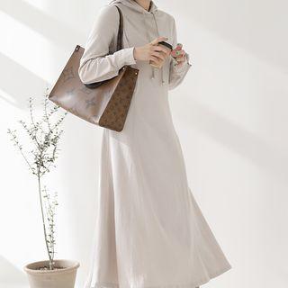 Seam-trim A-line Maxi Hoodie Dress