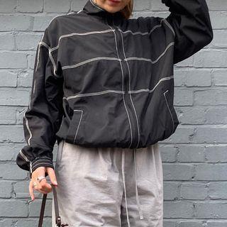 High Neck Contrast Stitch Zip Light Jacket