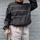 High Neck Contrast Stitch Zip Light Jacket