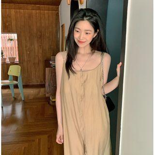 Button-up Strapy Midi Dress