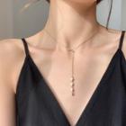 Faux Pearl Drop Necklace Gold - One Size