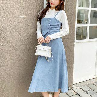 Strappy Midi A-line Dress / Knit Top / Set