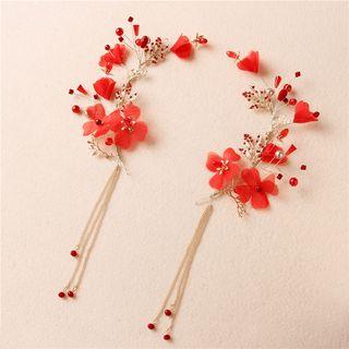 Bridal Flower Tasseled Headband