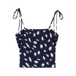 Tie-strap Petal Print Camisole Top