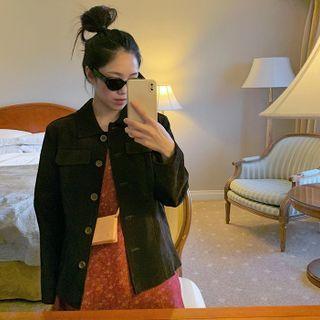 Flap-pockets Genuine-suede Jacket