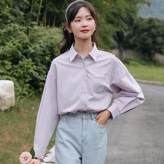 Pocket Detail Shirt Light Purple - One Size