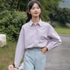 Pocket Detail Shirt Light Purple - One Size