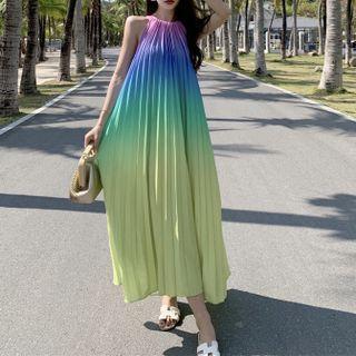Halter Gradient Maxi A-line Dress