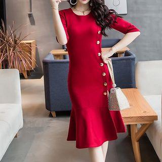 Short-sleeve Mermaid Midi Dress