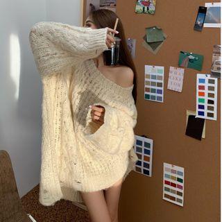 Distressed Sweater Almond - One Size