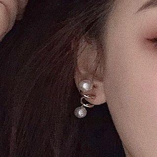 Faux Pearl Earring 1 Pair - 0608a - Silver Needle Earring - White - One Size