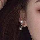 Faux Pearl Earring 1 Pair - 0608a - Silver Needle Earring - White - One Size
