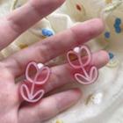 Floral Ear Stud 1 Pair - Earrings - Pink - One Size