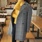 Double-breasted Glen-plaid Coat With Sash