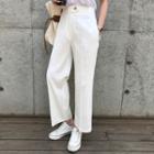Elastic-waist Wide-leg Linen Blend Pants