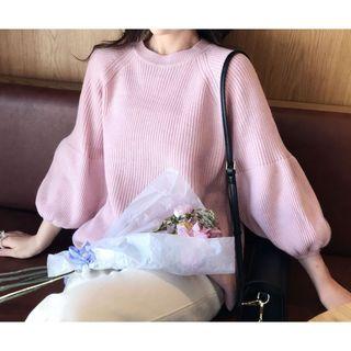 Balloon Sleeve Sweater Purple - One Size